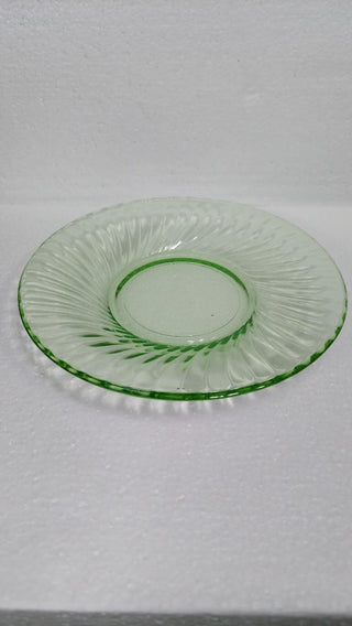 Depression Glass - 1928-30 Spiral Green Side Fruit Dish Plate by Anchor Hocking (As-Is)