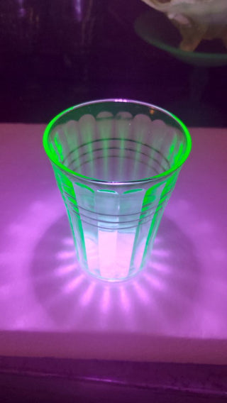 Uranium Glass 1940- Moderntone Green Tumbler by Hazel-Atlas (As-Is)