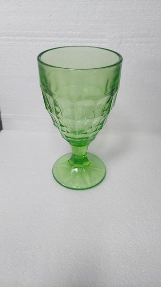 Uranium Glass - 1930-35 Water Goblet Colonial Block Green by Hazel-Atlas