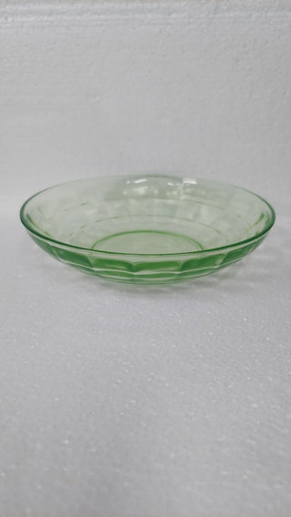 Uranium Glass - 1929 -33 Cereal Bowl - Block Optic Green by Hazel-Atlas