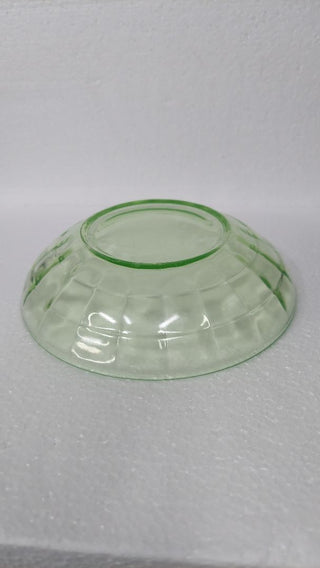 Uranium Glass - 1929 -33 Cereal Bowl - Block Optic Green by Hazel-Atlas
