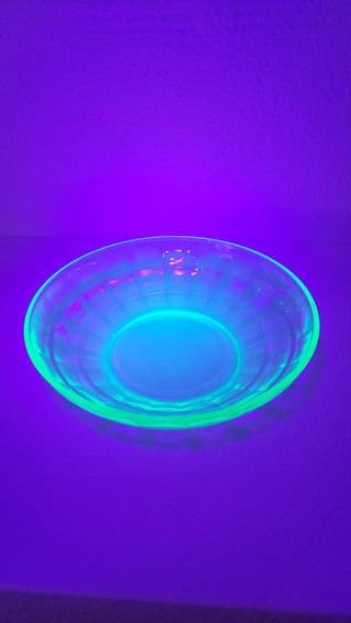 Uranium Glass - 1929 -33 Cereal Bowl - Block Optic Green by Hazel-Atlas