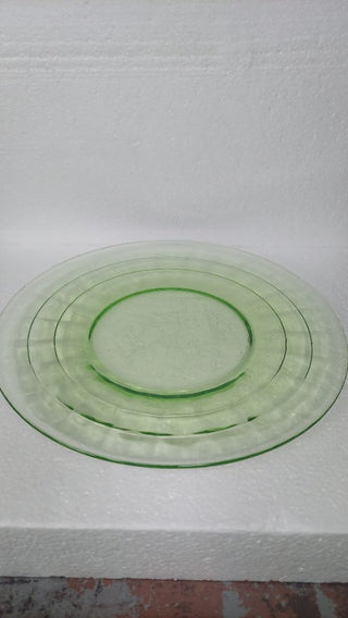 Uranium Glass - 1929-33 - Salad Plate, Block Optic Green by Hazel-Atlas (As-Is)