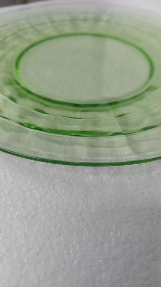 Uranium Glass - 1929-33 - Salad Plate, Block Optic Green by Hazel-Atlas (As-Is)
