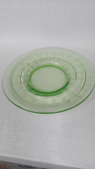 Uranium Glass - 1929-33 - bread and butter Plate, Block Optic Green by Hazel-Atlas (As-Is)