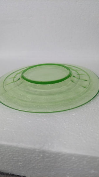 Uranium Glass - 1929-33 - bread and butter Plate, Block Optic Green by Hazel-Atlas (As-Is)
