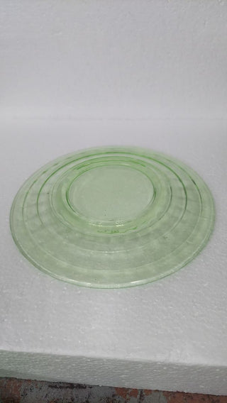 Uranium Glass - 1929-33 - Saucer Plate, Block Optic Green by Hazel-Atlas (As-Is)