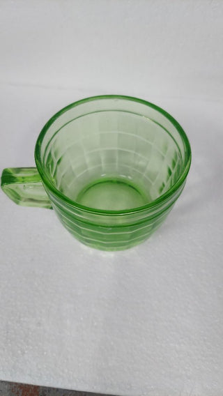 Uranium Glass - 1929-33  MUG, Block Optic Green by Hazel-Atlas (As-Is)