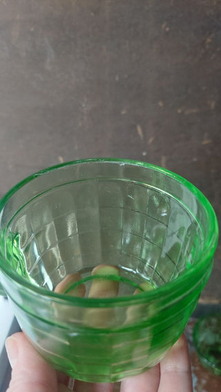 Uranium Glass - 1929-33  MUG, Block Optic Green by Hazel-Atlas (As-Is)