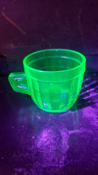 Uranium Glass - 1929-33  MUG, Block Optic Green by Hazel-Atlas (As-Is)
