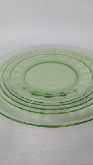 Uranium Glass - 1929-33 Saucer - Salad Plate, Block Optic Green by Hazel-Atlas (As-Is)