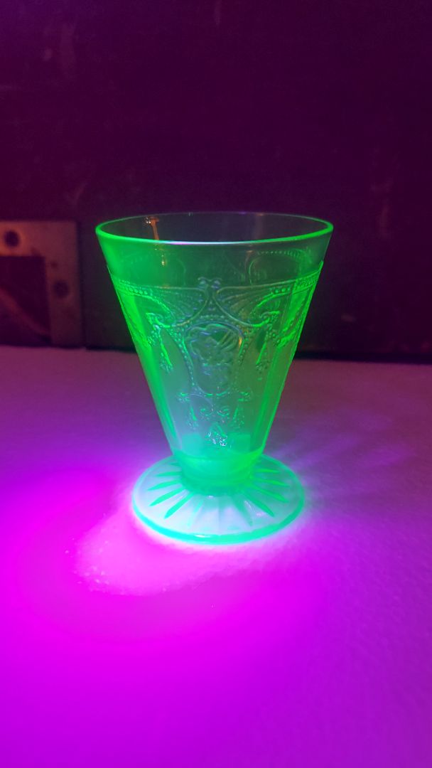 RARE - Uranium Glass - 1930-34 Juice Glass, Chipped Foot - Cameo