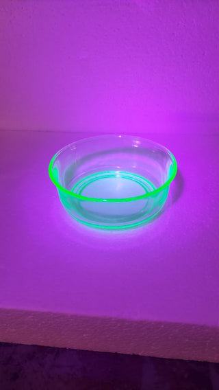 Uranium Glass - Green Fruit Dessert Bowl by Hazel-Atlas(As-Is)