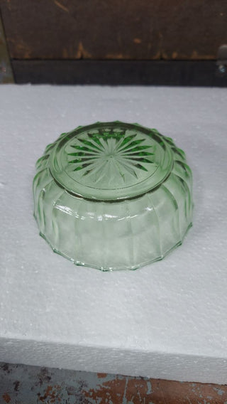 Uranium Vaseline Glass - Green Starburst Design dessert fruit bowl (As-Is)