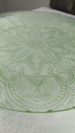 Uranium Glass 1930-33 8" Salad Plate - Horseshoe Green by Indiana Glass (WELL WORN As-Is)
