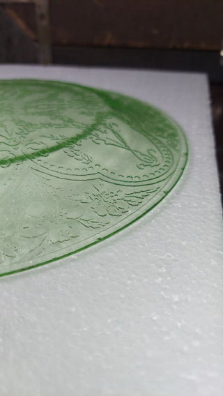 Uranium Glass 1930-33 8" Salad Plate - Horseshoe Green by Indiana Glass (WELL WORN As-Is)