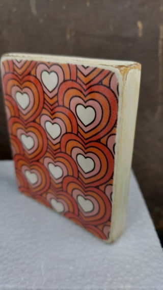 Groovy Hearts - Custom Artisan Crafted Art On Wood - Table Wall Art
