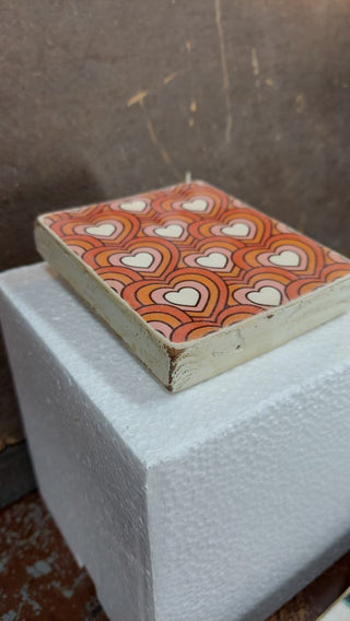 Groovy Hearts - Custom Artisan Crafted Art On Wood - Table Wall Art