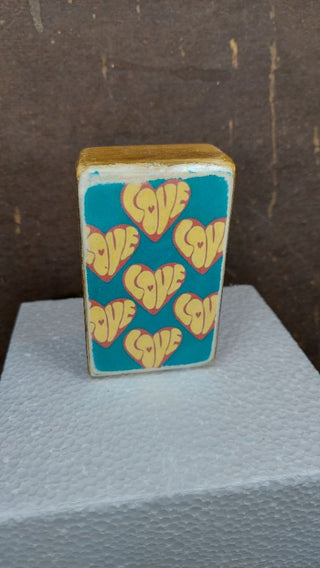 Mod Love Hearts - Custom Artisan Crafted Art On Wood - Table Wall Art