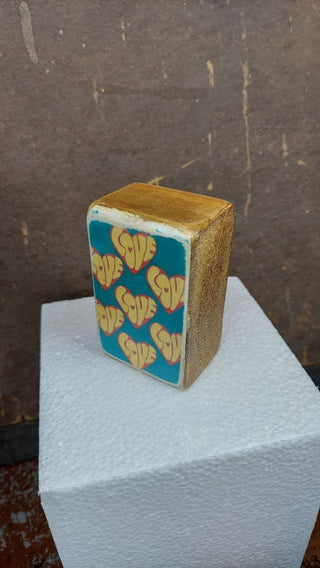 Mod Love Hearts - Custom Artisan Crafted Art On Wood - Table Wall Art