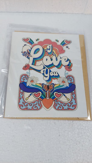 I Love You, Mod Style - Valentine's Day Blank Greeting Card - Custom Made Rustic Cut With 5x4 Envelope