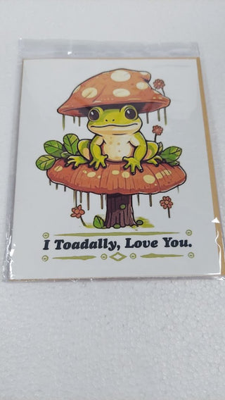 I Toadally Love you - Valentine's Day Blank Greeting Card - Custom Made Rustic Cut With 5x4 Envelope