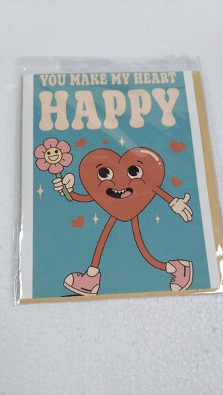 A. You Make My Heart - Valentine's Day Blank Greeting Card - Custom Made Rustic Cut With 5x4 Envelope