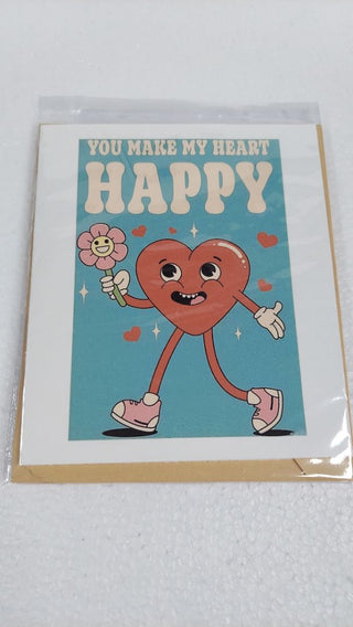 B. You Make My heart - Valentine's Day Blank Greeting Card - Custom Made Rustic Cut With 5x4 Envelope