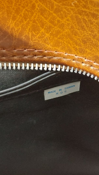 Never Used - 1950s Tote Carry-on Bag, Brown Vinyl made in Taiwan R.O.C.