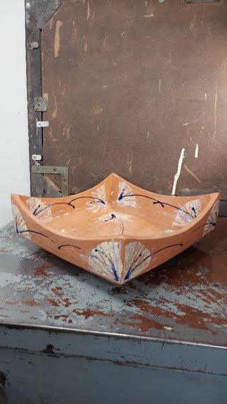 MCM Studio Art Pottery Glazed Terracotta Tray Server Bowl, in the style of FF Griffi Corsica Terraghja - VERY HEAVY