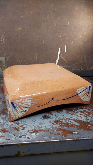 MCM Studio Art Pottery Glazed Terracotta Tray Server Bowl, in the style of FF Griffi Corsica Terraghja - VERY HEAVY