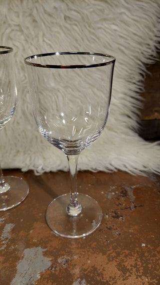 (4pc) Paris - Crystal Wine Glass Set With Platinum Trim by NORITAKE