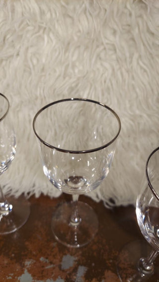 (4pc) Paris - Crystal Wine Glass Set With Platinum Trim by NORITAKE