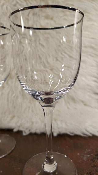 (4pc) Paris - Crystal Wine Glass Set With Platinum Trim by NORITAKE