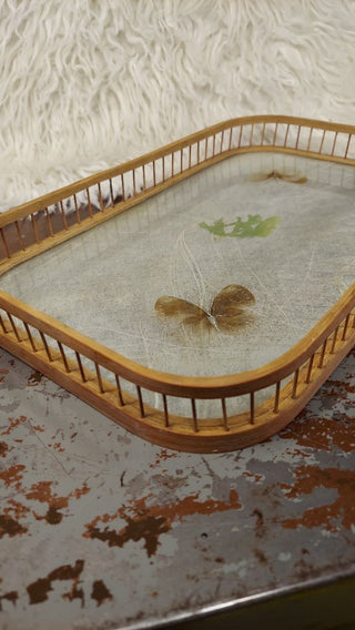 Bamboo Butterfly and Fern Leaf Pressed Serving Tray by HIMARK