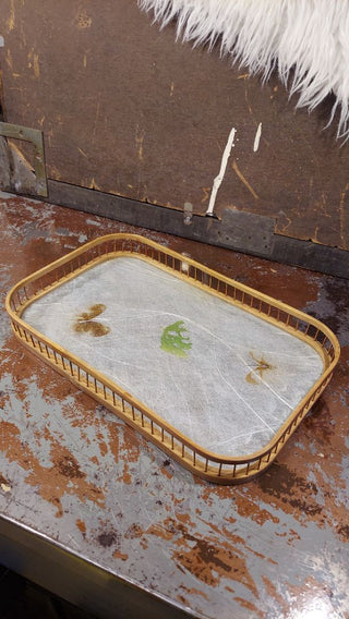 Bamboo Butterfly and Fern Leaf Pressed Serving Tray by HIMARK