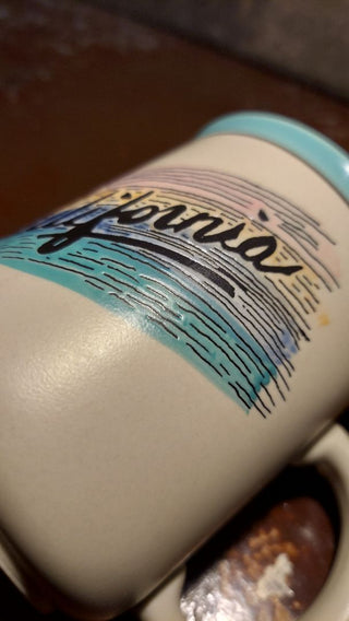 1978-84 Mod Pastel Rainbow California Stoneware Souvenir Mug