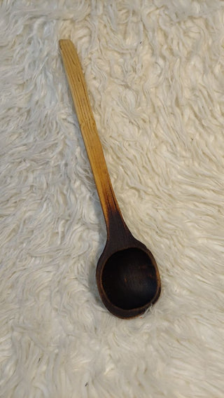 Old Hand Carved ladle stirring spoon - patinaed (As-Is)