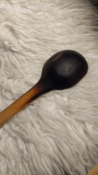 Old Hand Carved ladle stirring spoon - patinaed (As-Is)