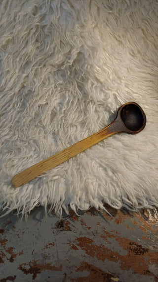 Old Hand Carved ladle stirring spoon - patinaed (As-Is)