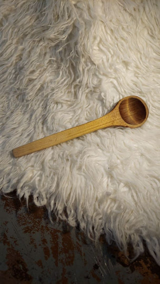 b) Old Hand Carved Serving spoon - patinaed (As-Is)