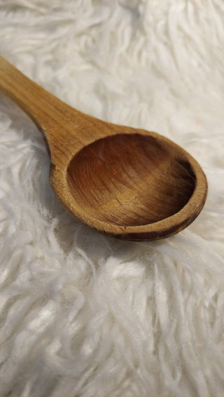 b) Old Hand Carved Serving spoon - patinaed (As-Is)