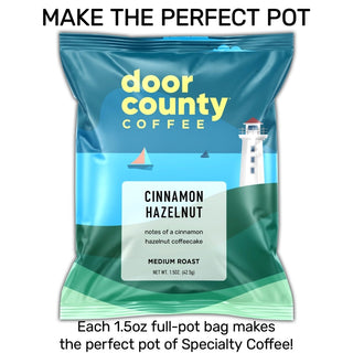 Cinnamon Hazelnut Flavored Specialty Coffee, 1.5oz Full Pot Bag | Door County Coffee