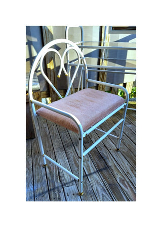 1970-80s Dressing table vanity and stool set. White Metal with smoked glass and mirror