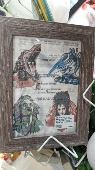 Beetlejuice 1986 script art. Custom Original digital art, framed print. FIRM Price is Firm