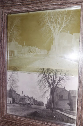 Framed Antique glass Dry Plate negative and Photograph of Polo Illinois, antique photography (T&M) Price is Firm