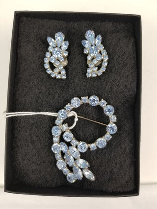 1950s Rhinestone Set Brooch and Clip on Earrings Price is Firm