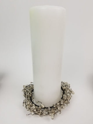 White Pillar Candle w Wreath