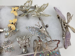 90s Y2K Butterfly Hair Clips Moving Glitter 9pc