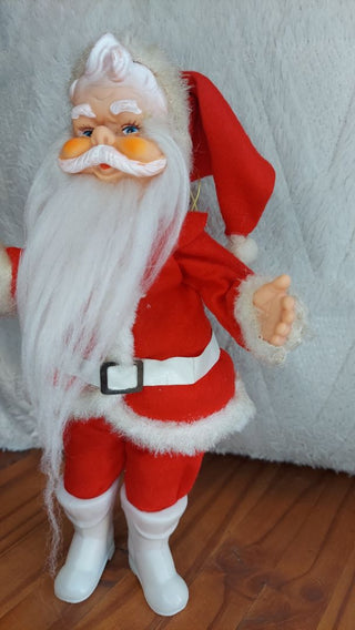 Midcentury Flexible Santa Claus Figurine Doll made in Japan. Sits or stands.